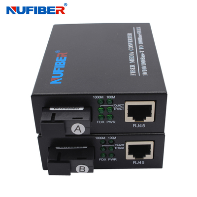 Nufiber Gigabit Media Converter 10/100/1000M Simplex Single Mode 1310nm / 1550nm SC
